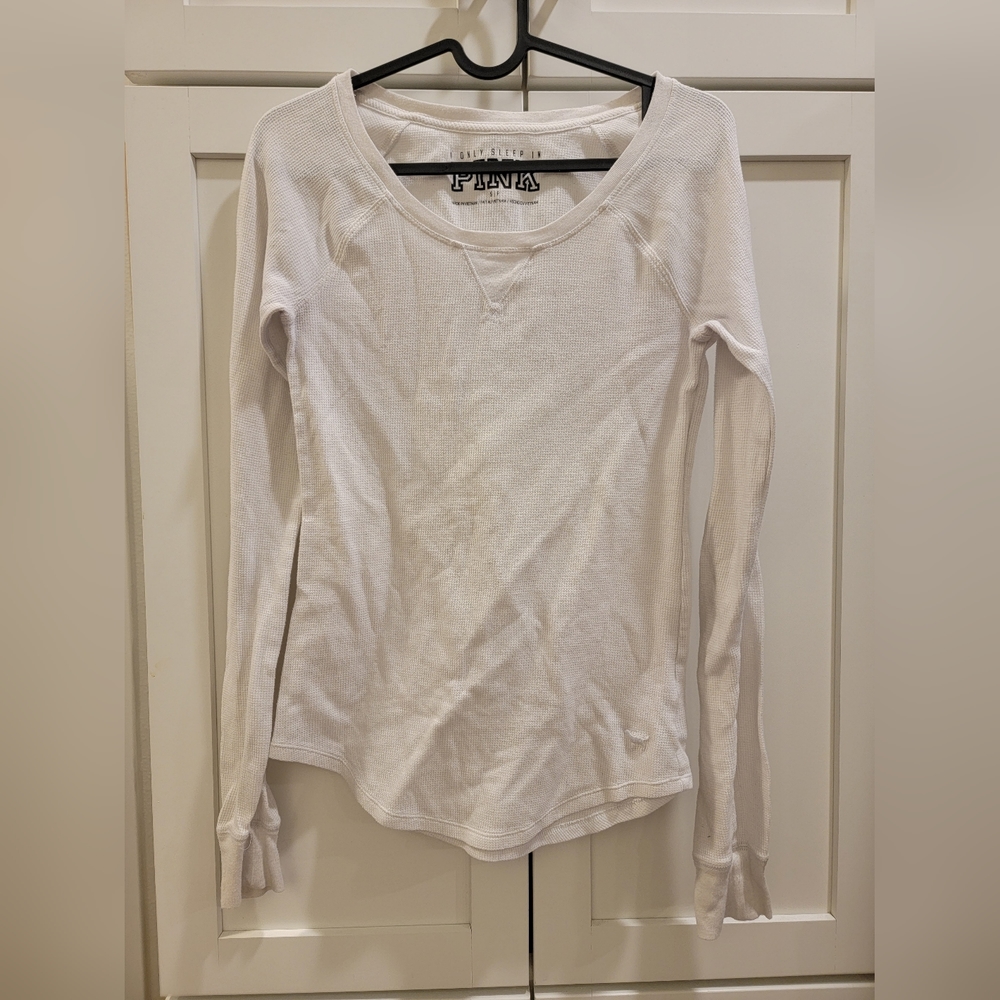 PINK White Waffle shirt women's size S